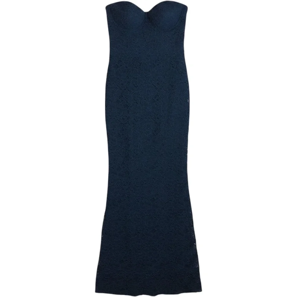 Six Stories Navy Lace Corset Maxi Dress Women's US 6 Strapless Formal Gown‎ NWT